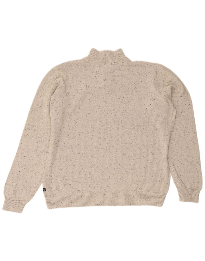 Chaps Mens Button Neck Jumper Sweater 2XL Grey Fair Isle Cotton