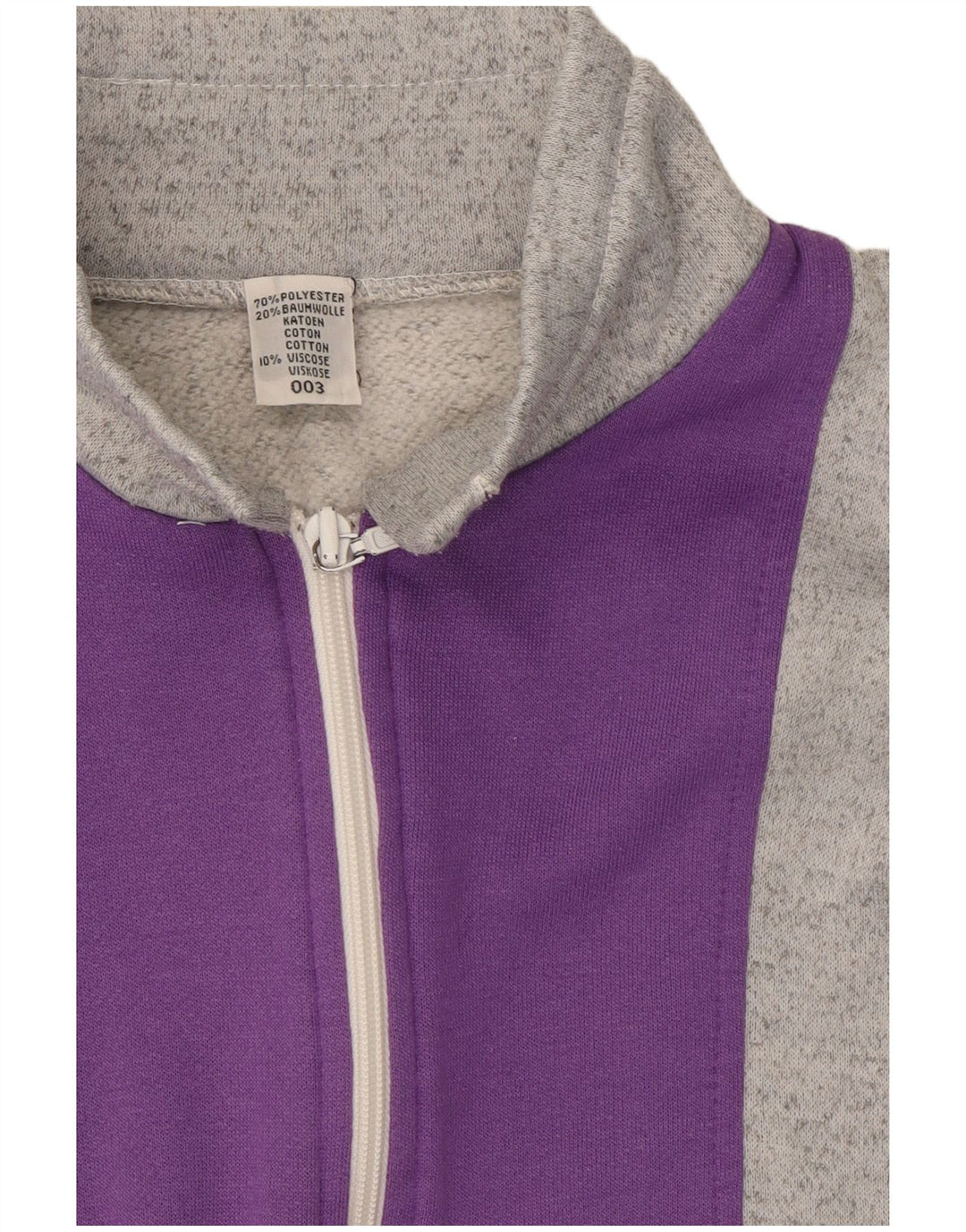 Vintage Womens Tracksuit Top Jacket UK 12 Medium Grey Colourblock Polyester