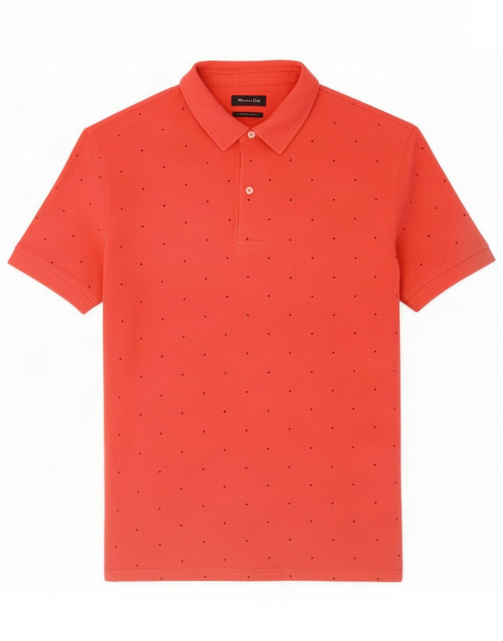 Massimo Dutti Mens Abstract Pattern Polo Shirt XL Red