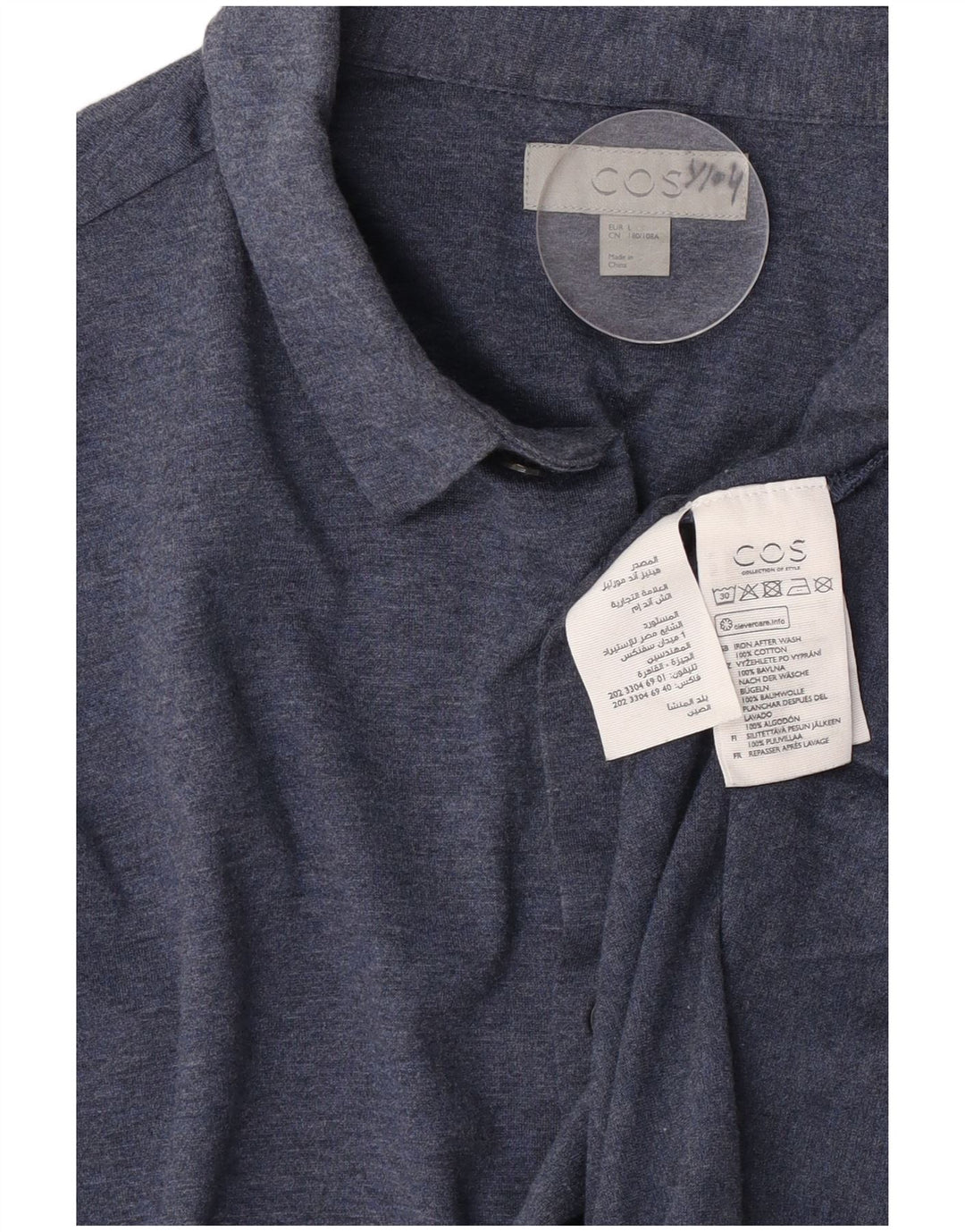 Camisa Cos para hombre grande de algodón azul marino