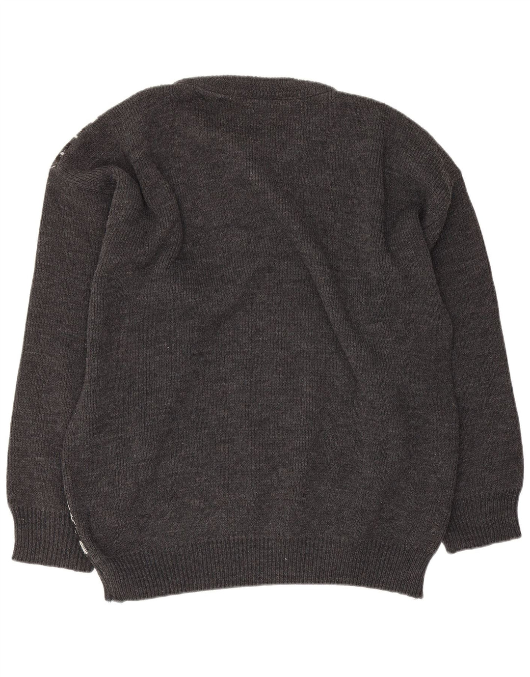 Maglione vintage da uomo con collo a barca con grafica, grande grigio