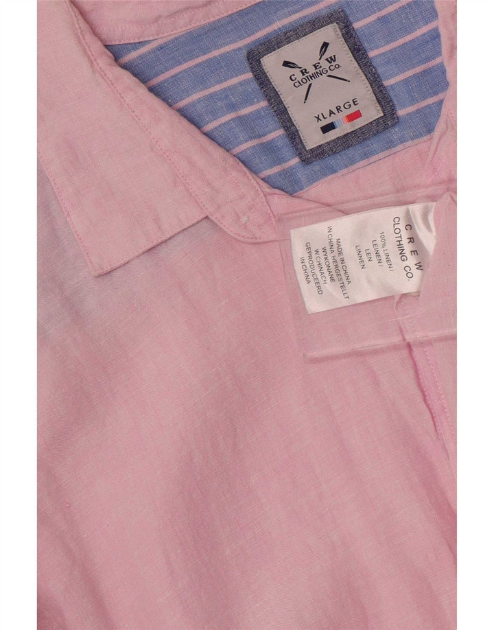 Crew Clothing Mens Shirt XL Pink Linen