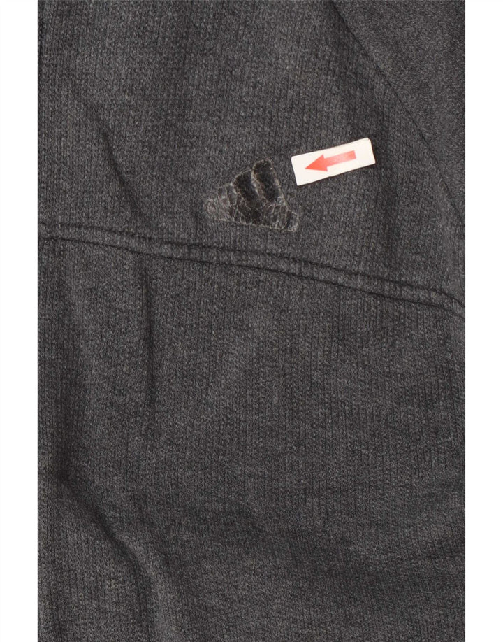 Maglione con cappuccio e zip Adidas da uomo in cotone grigio medio