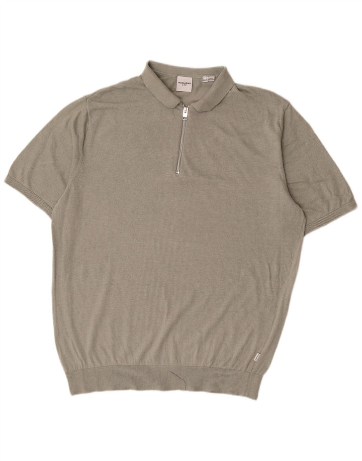 Jack & Jones Mens Short Sleeve Polo Shirt 3XL Grey