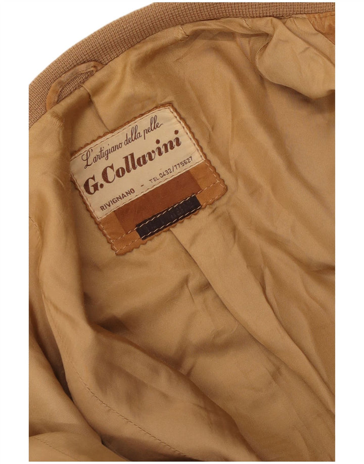 Vintage Mens Suede Bomber Jacket UK 36 Small Beige