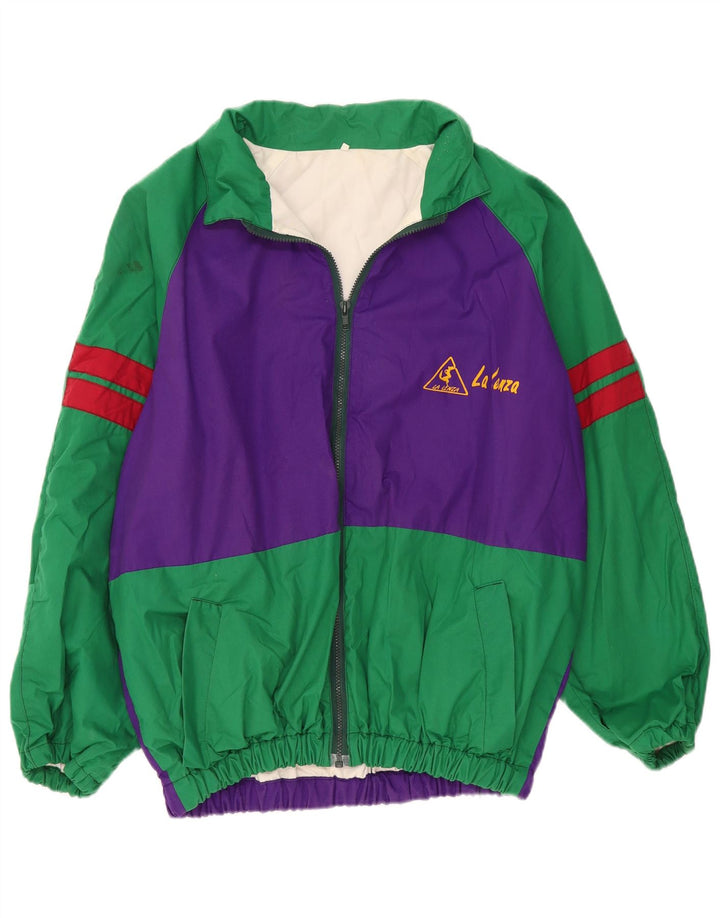 Vintage Mens Windproof Tracksuit Top Jacket IT 54 2XL Green Colourblock