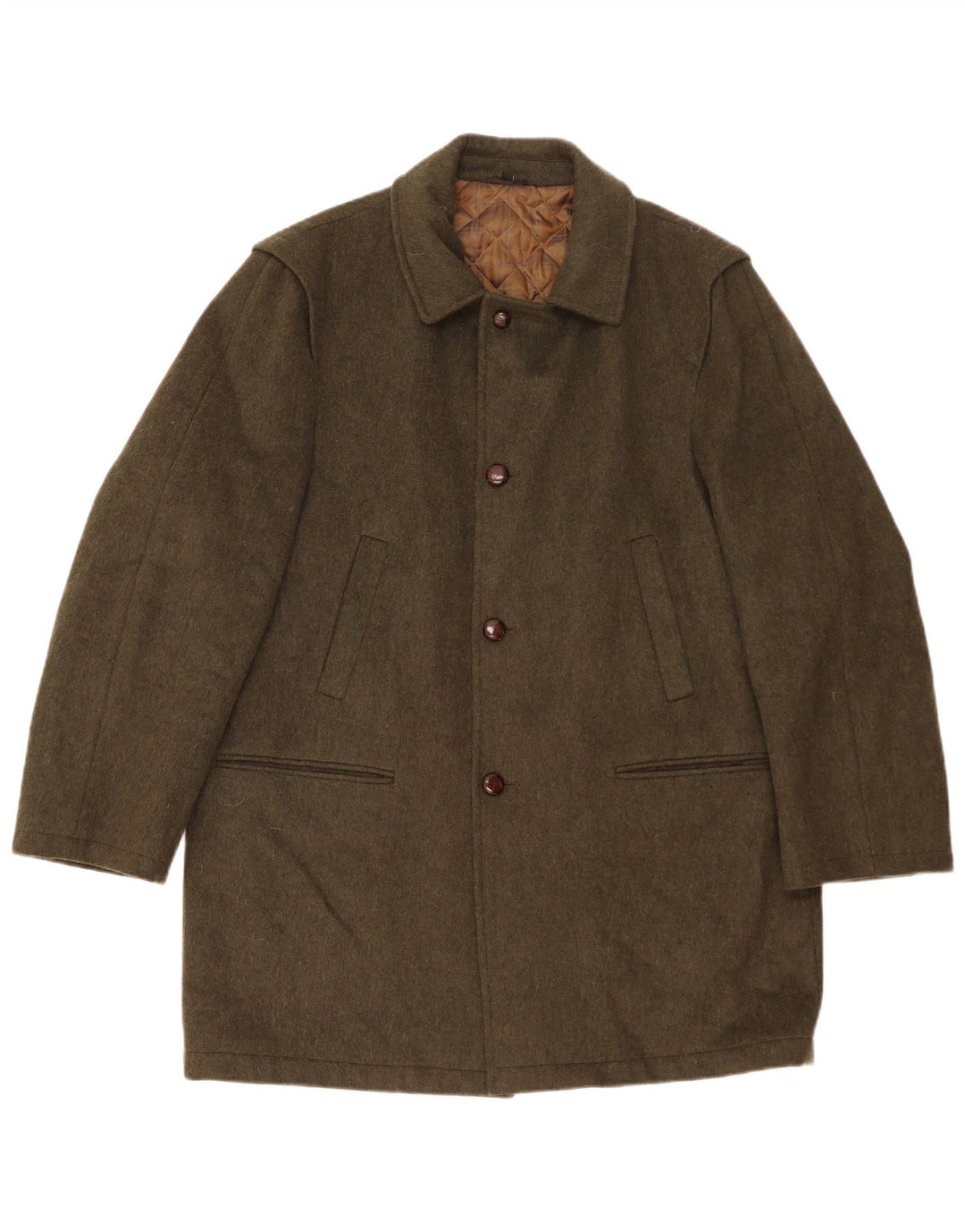 Vintage Mens Overcoat UK 42 XL Khaki Wool