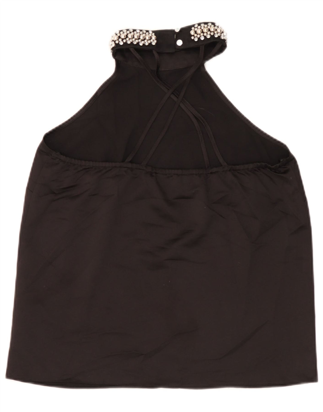 Lipsy Womens Crop Halter Top UK 12 Medium Black Polyester