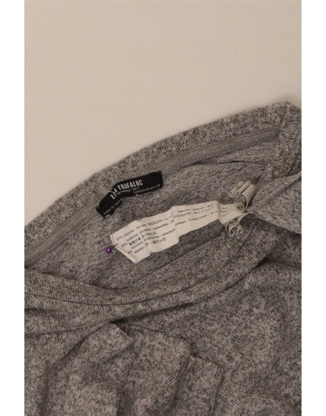 Zara Womens Trafaluc Oversized Top 3/4 Sleeve UK 14 Medium Grey Flecked