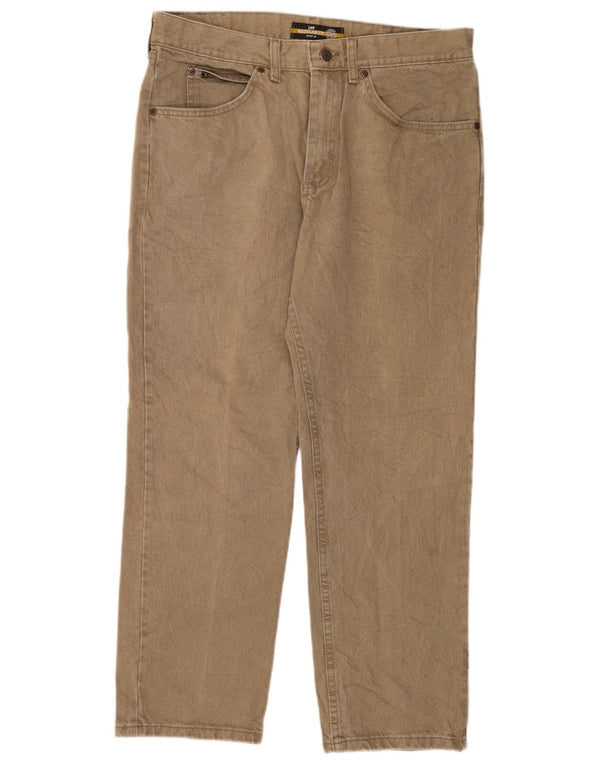Lee Mens Regular Fit Straight Jeans W36 L29 Khaki Cotton