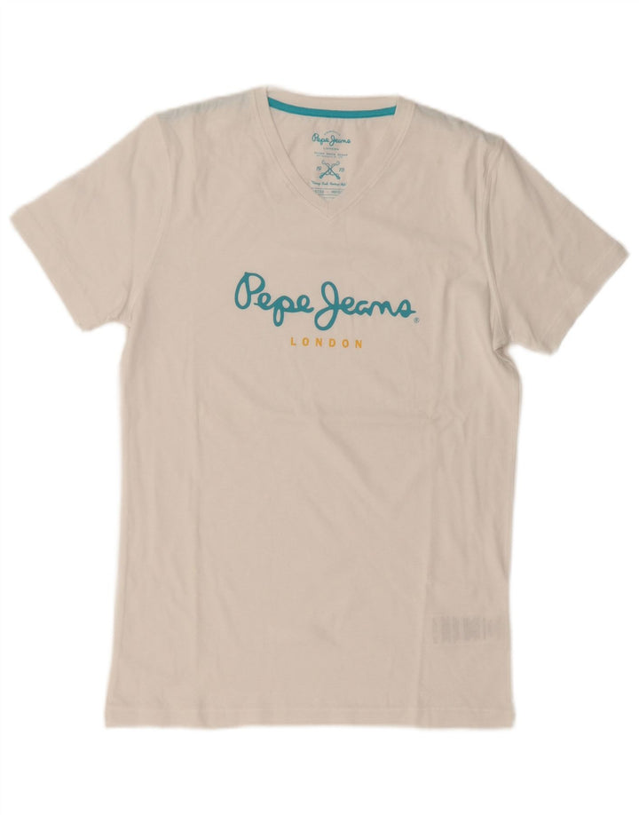 PEPE Jeans Mens Graphic T-Shirt Top Medium White Cotton