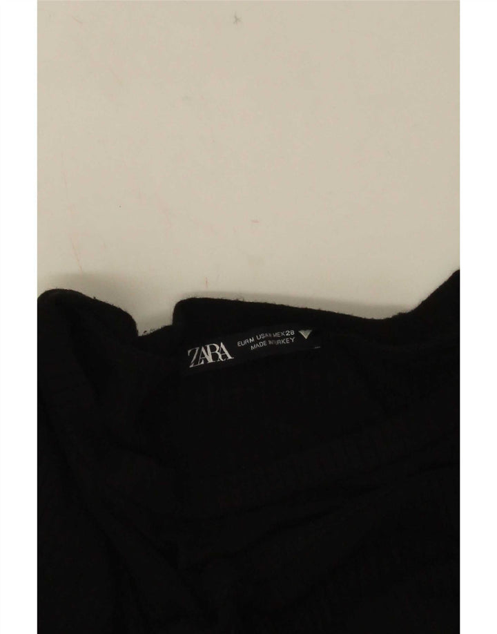 Zara Womens Long Sleeve Blouse Top UK 12 Medium Black