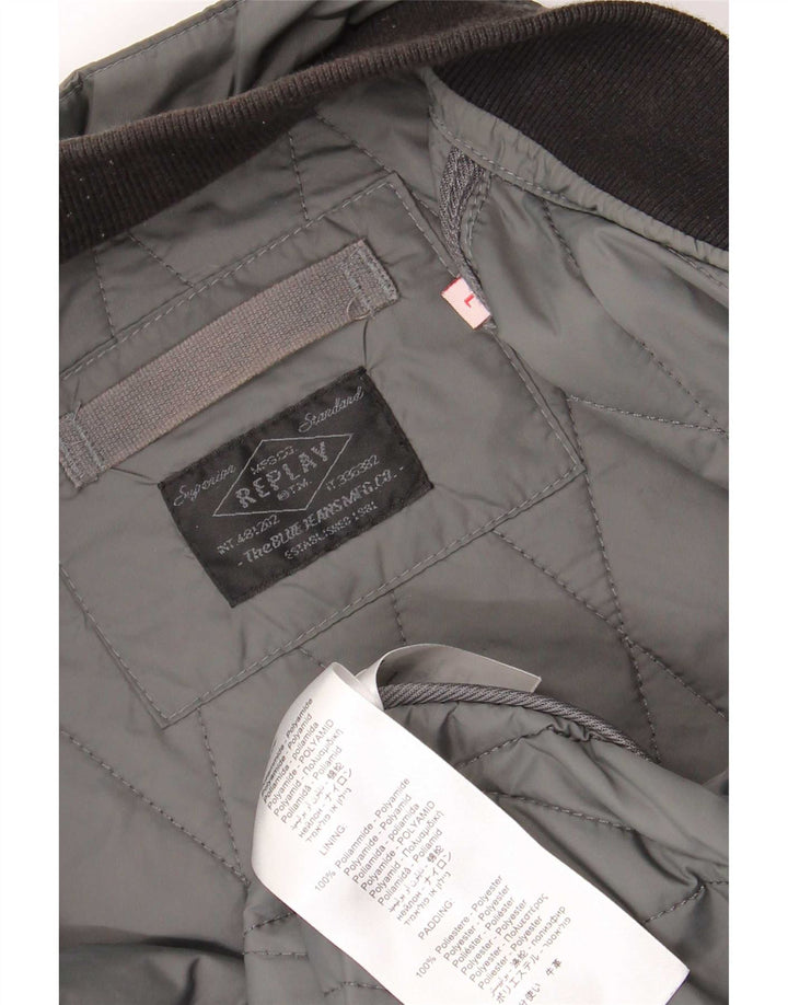 Ανδρικό καπιτονέ μπουφάν Replay UK 40 Large Grey Colourblock Polyamide