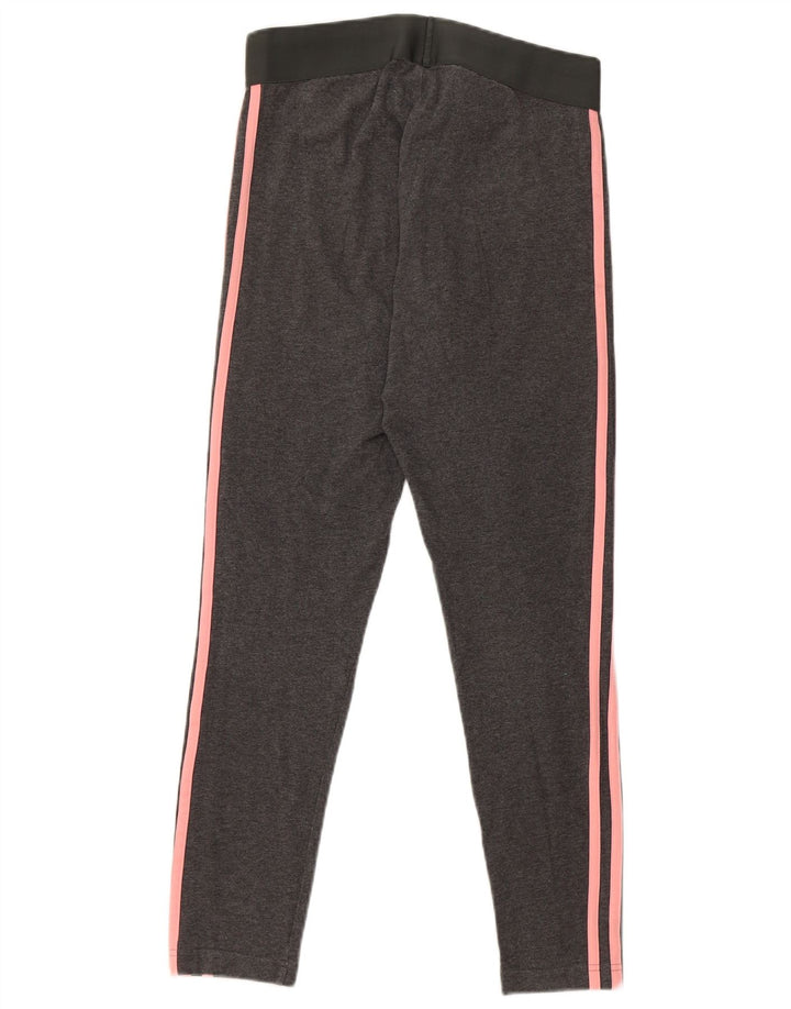 Adidas Womens Crop Leggings UK 12/14 Medium Grey Cotton