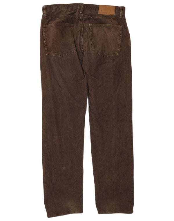 Calça masculina reta de veludo cotelê Gap W32 L32 algodão marrom