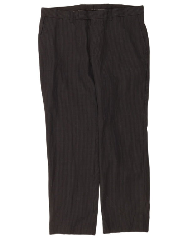 Pantaloni casual da uomo Marks & Spencer vestibilità regolare W34 L29 lana a righe grigie