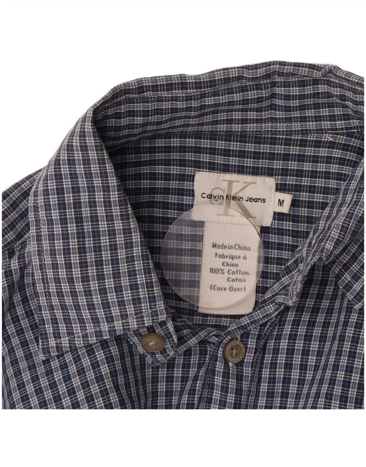 Calvin Klein Mens Shirt Medium Blue Check Cotton