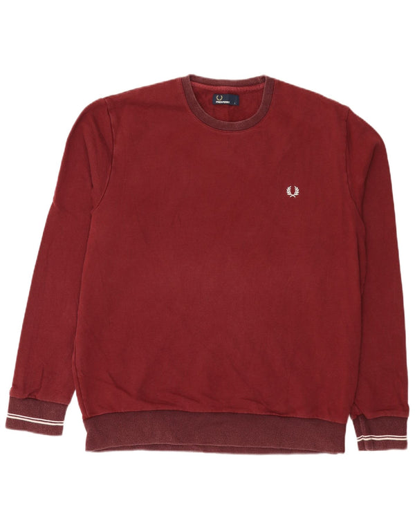 Fred Perry Herre Sweatshirt Jumper Large Bourgogne Bomuld