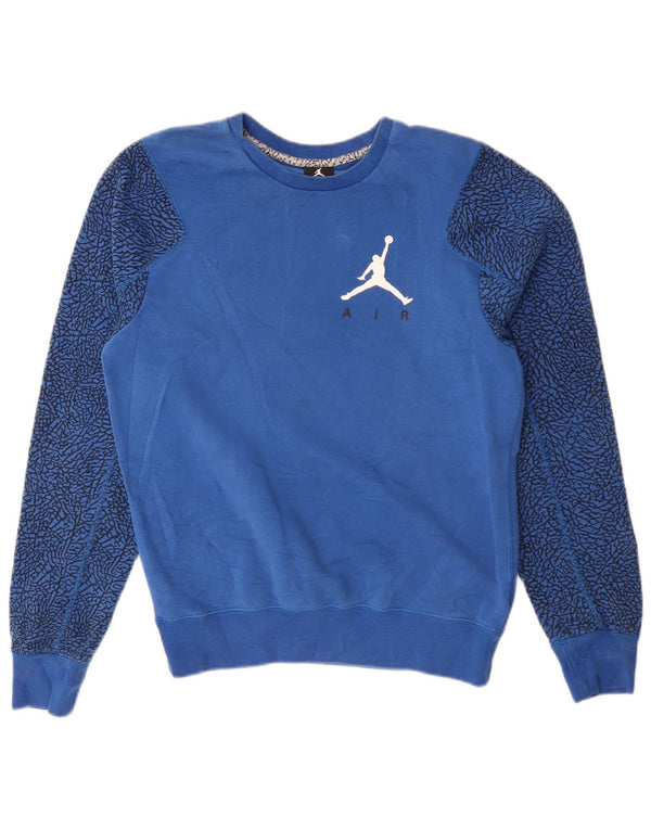Jordan Mens Abstract Pattern Sweatshirt Jumper Small Blue Cotton