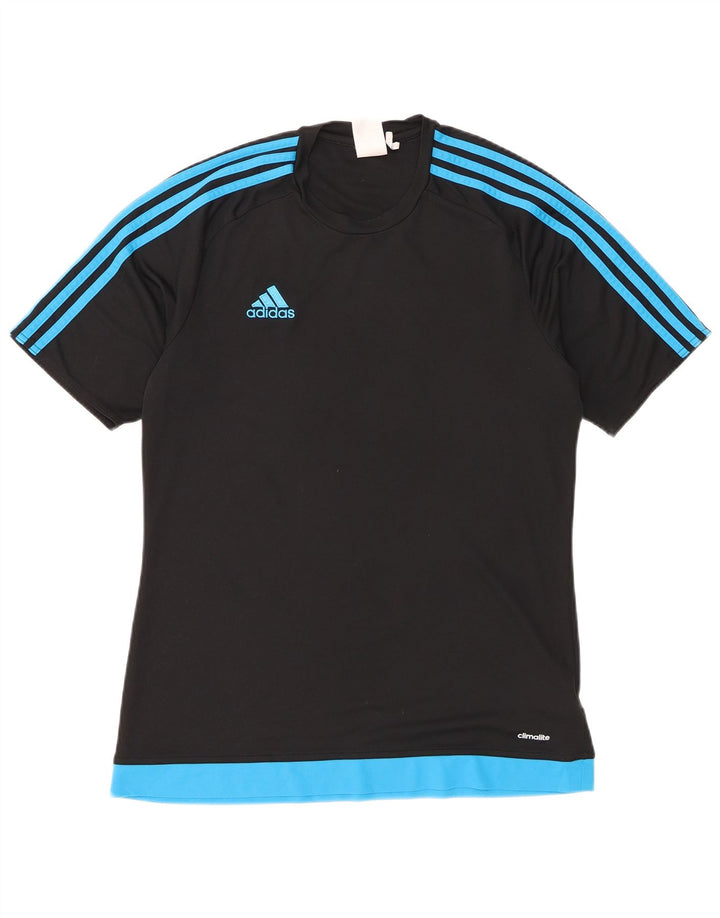 Adidas Mens Climalite T-Shirt Top Medium Black Colourblock Polyester