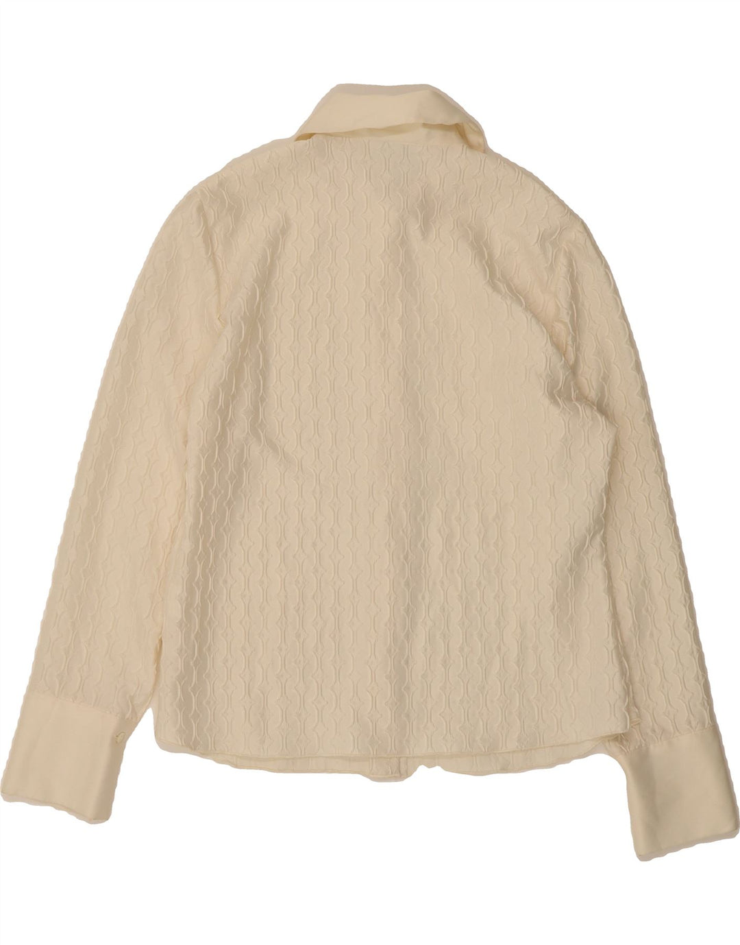 VINTAGE Womens Shirt Blouse UK 16 Large Off White Geometric Polyester Vintage Vintage and Second-Hand Vintage from Messina Hembry 