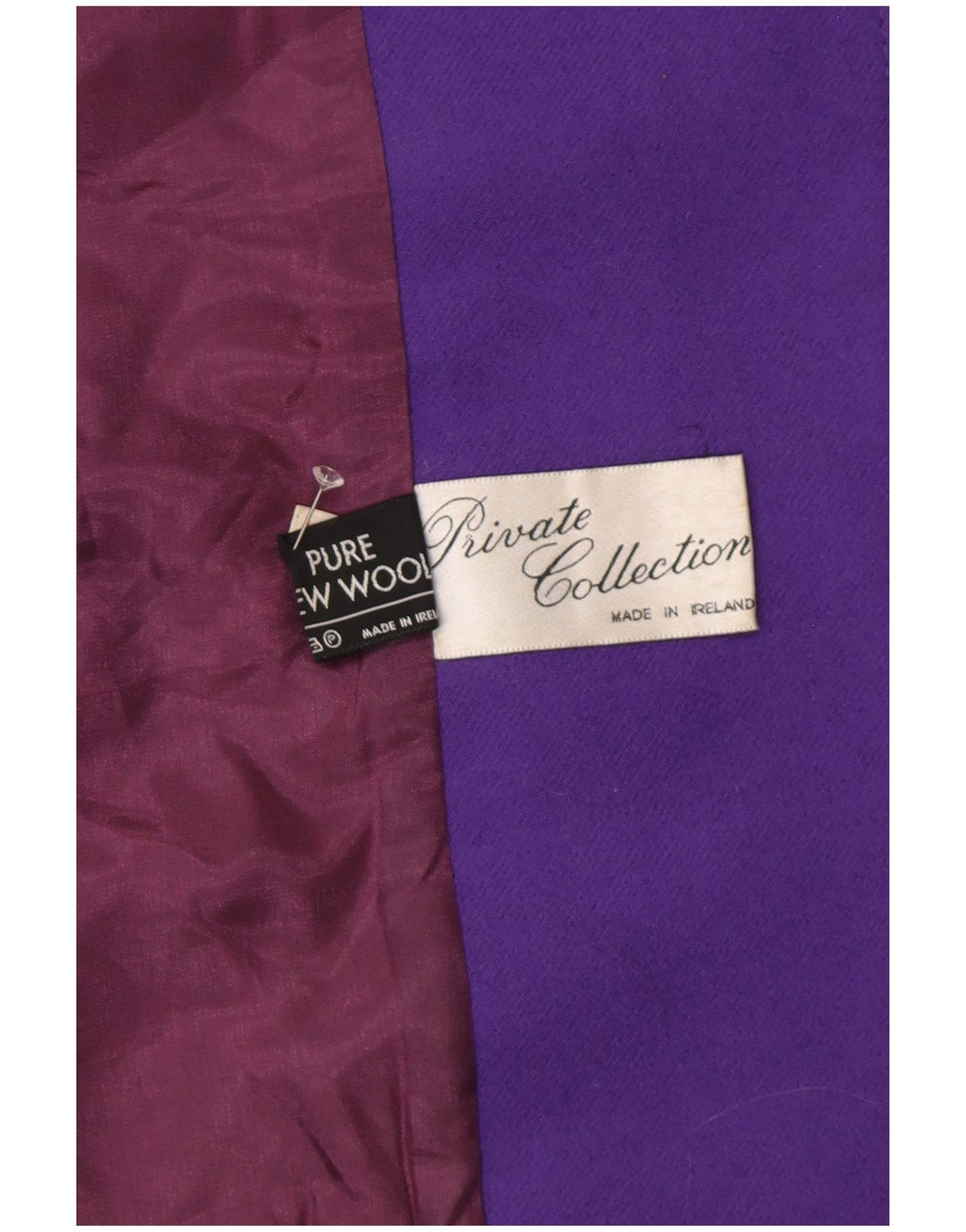 Vintage Womens Oversized Double Breasted Coat UK 16 Large Purple Wool