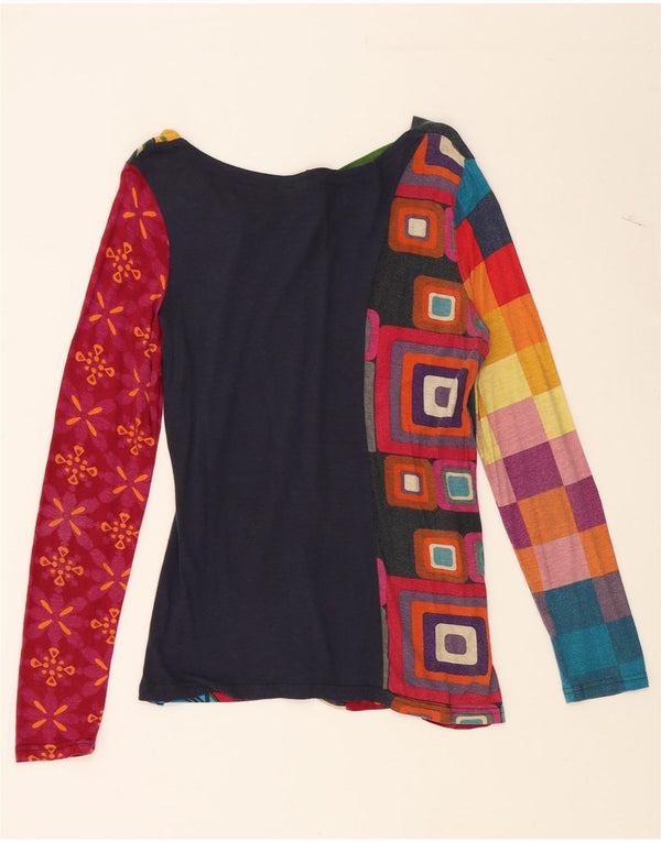 DESIGUAL Womens Abstract Pattern Graphic Top Langarm UK 10 Small Rot