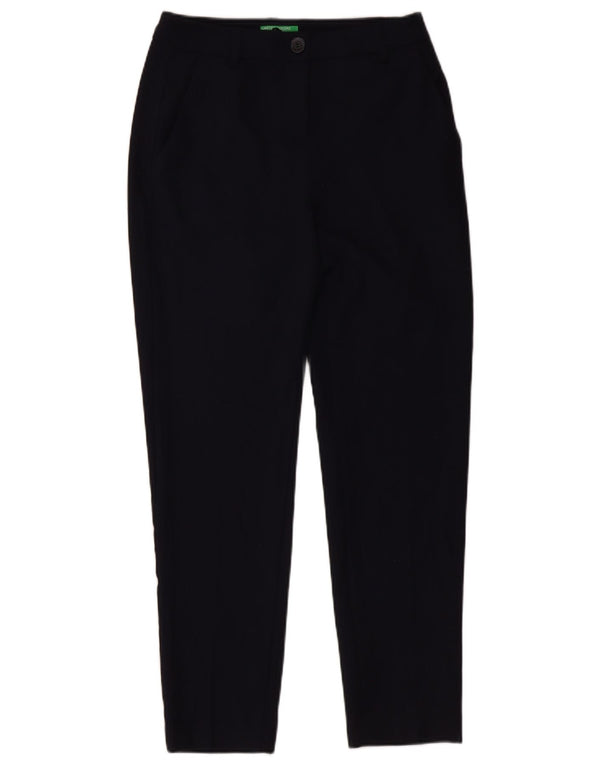 Benetton Damen Slim Anzughose IT 38 XS W28 L26 Marineblau Polyester