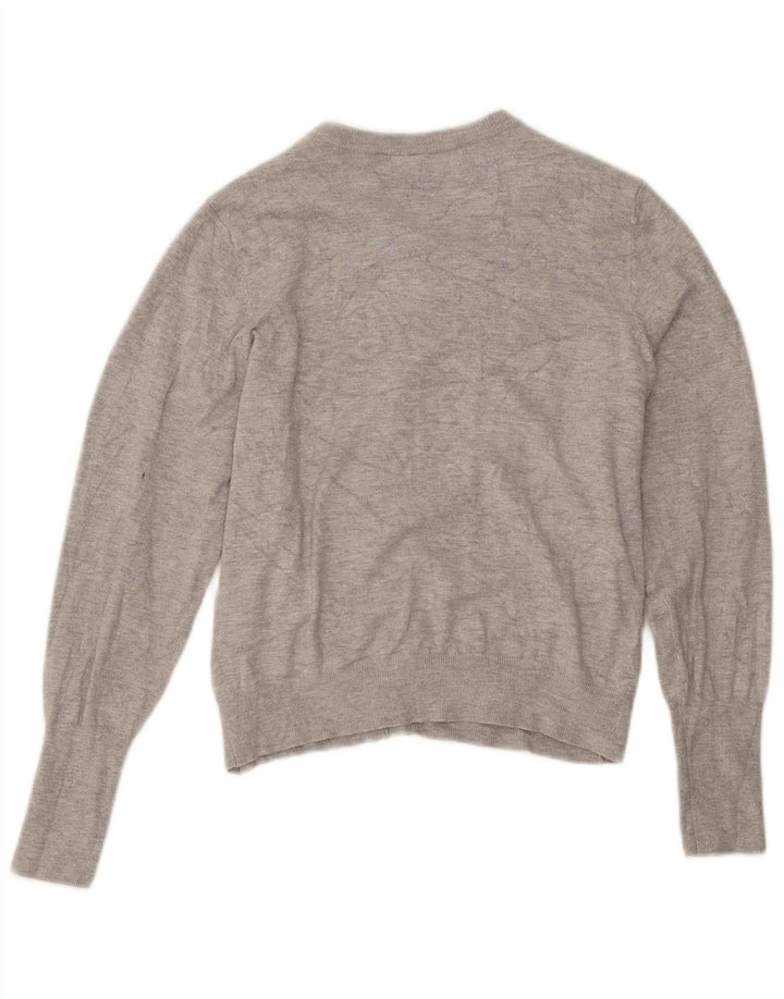 Marks & Spencer Womens Crop Cardigan Sweater UK 14 Medium Grey Flecked
