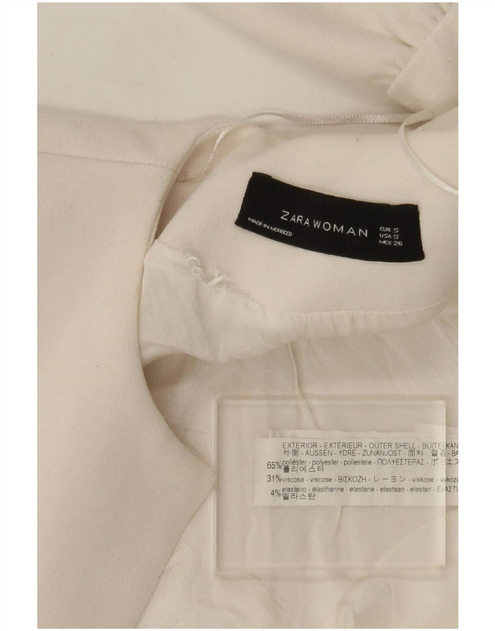 Zara Γυναικείο Longline Open Blazer Jacket UK 10 Small White Polyester
