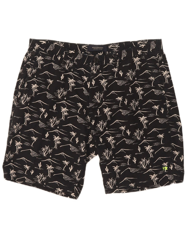 Scotch & Soda Mens Abstract Pattern Chino Shorts W32 Medium Black Hawaiian