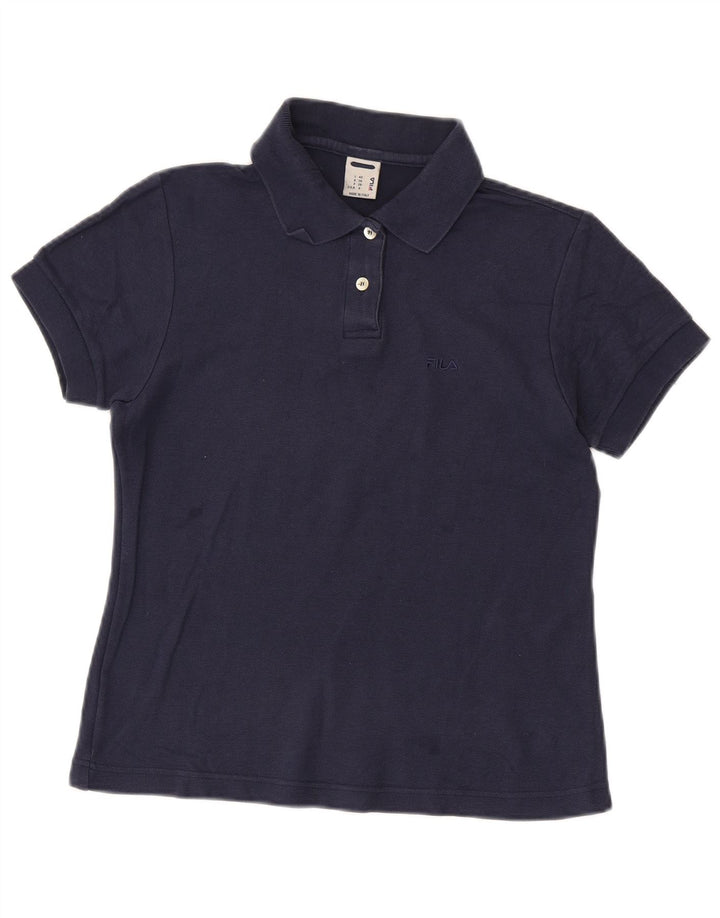FILA Womens Polo Shirt IT 42 Medium Navy Blue Cotton