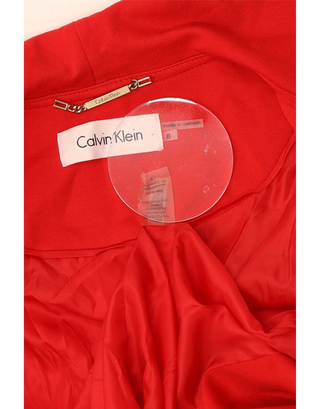 Calvin Klein Veste blazer ouverte à manches 3/4 pour femme US 8 Rouge moyen Polyester
