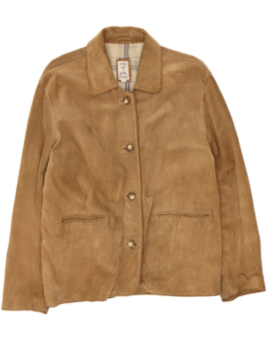 BOMB BOOGIE Womens Suede Jacket UK 18 XL Brown Leather Vintage Bomb Boogie and Second-Hand Bomb Boogie from Messina Hembry 