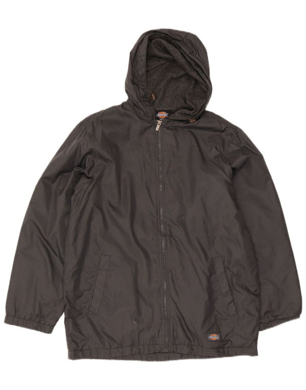 Dickies Mens Hooded Windbreaker Jacket UK 36 Small Grey Polyester