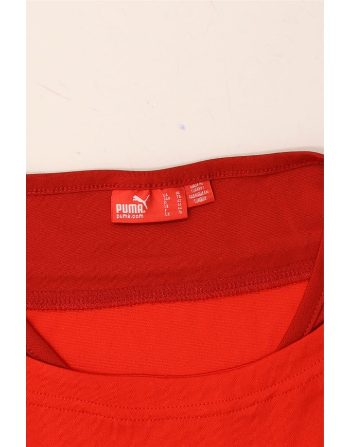 PUMA Womens T-Shirt Top UK 16 Large  Red Colourblock Polyester Vintage Puma and Second-Hand Puma from Messina Hembry 