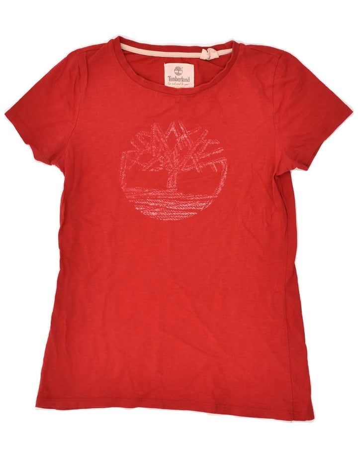TIMBERLAND Womens Graphic T-Shirt Top UK 10 Small Red | Vintage Timberland | Thrift | Second-Hand Timberland | Used Clothing | Messina Hembry 
