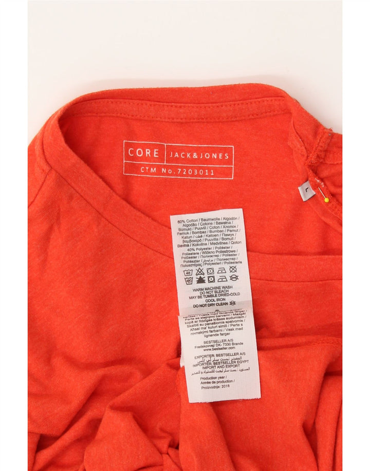 JACK & JONES Mens Core Graphic T-Shirt Top Large Orange Cotton