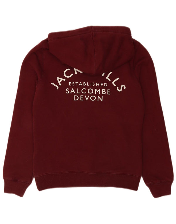 Maglione con cappuccio grafico da donna Jack Wills UK 8 piccolo cotone bordeaux
