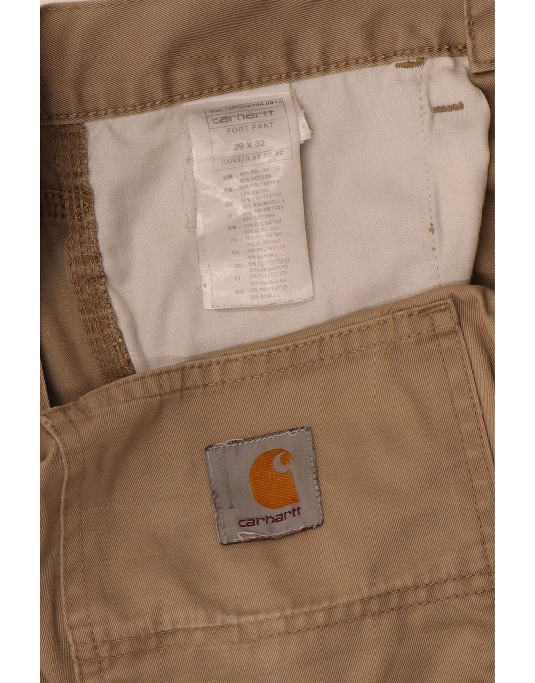 CARHARTT Mens Straight Cargo Trousers W29 L32 Khaki Polyester