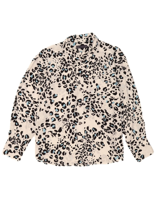 Marks & Spencer Blusa para mujer UK 46 Grande Estampado animal blanco