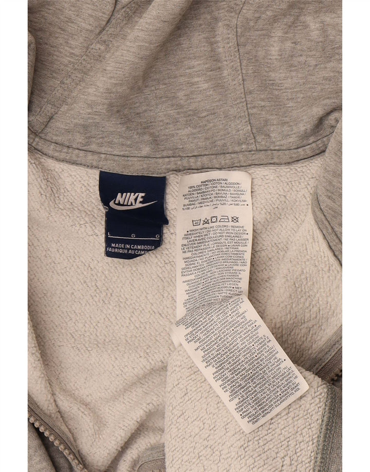 NIKE Mens Zip Hoodie Sweater Large Grey Cotton