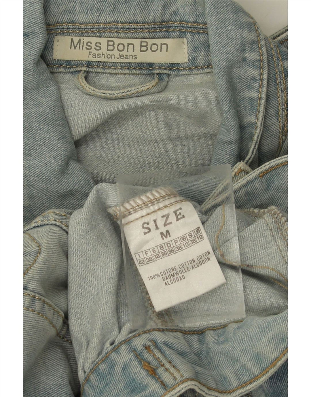 MISS BON BON Womens Oversized Denim Jacket UK 10 Small Blue Cotton Vintage Miss Bon Bon and Second-Hand Miss Bon Bon from Messina Hembry 