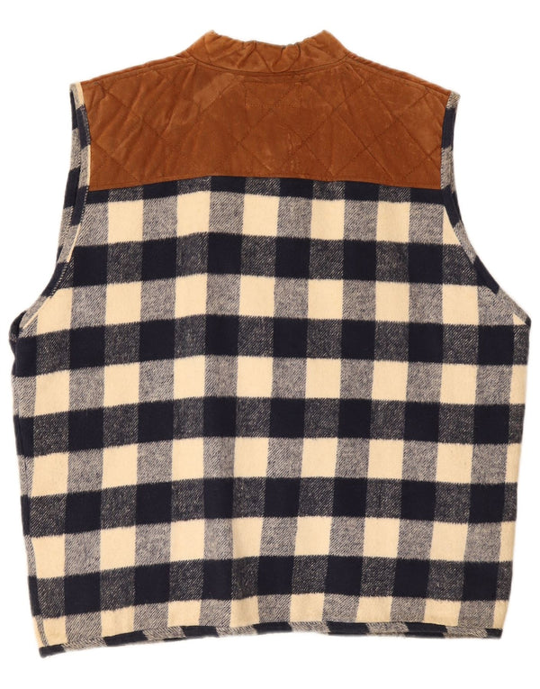 Vintage hombres Duffle Gilet Reino Unido 40 grande azul marino comprobar algodón