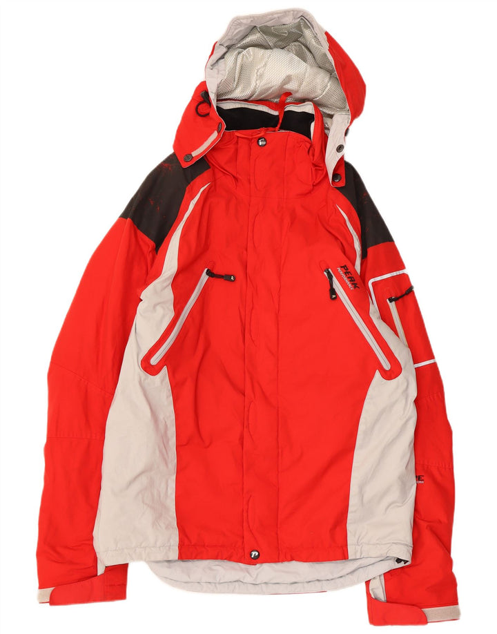 Giacca da sci con cappuccio da uomo Peak Performance UK 38 Medium Red Colourblock