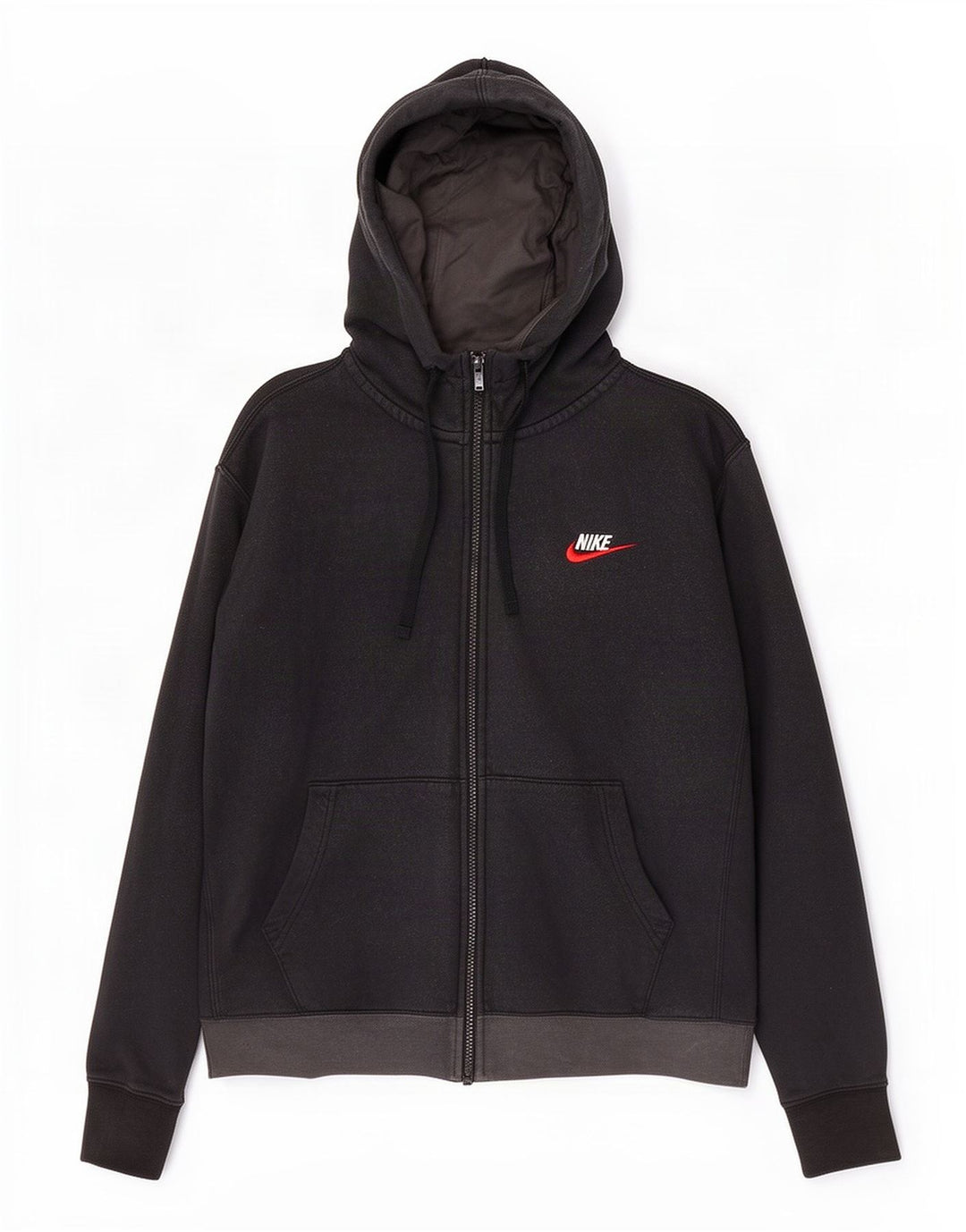 Nike Mens Zip Hoodie Sweater Medium Black Colourblock Cotton