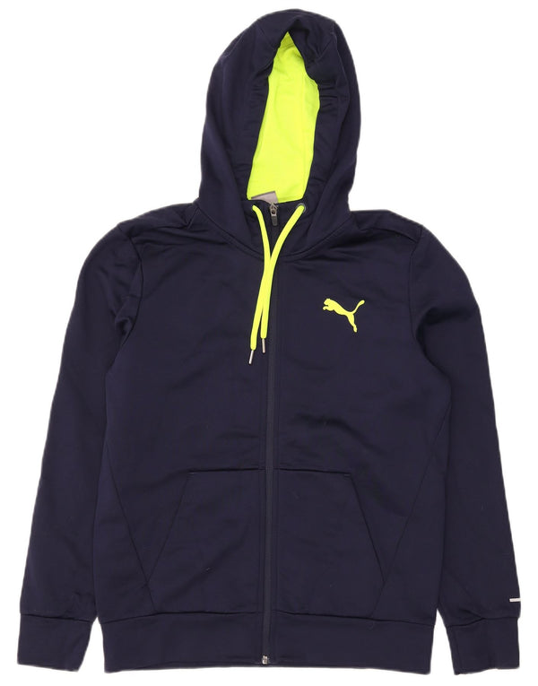 Puma Mens Zip Sudadera con capucha suéter pequeño azul marino poliéster
