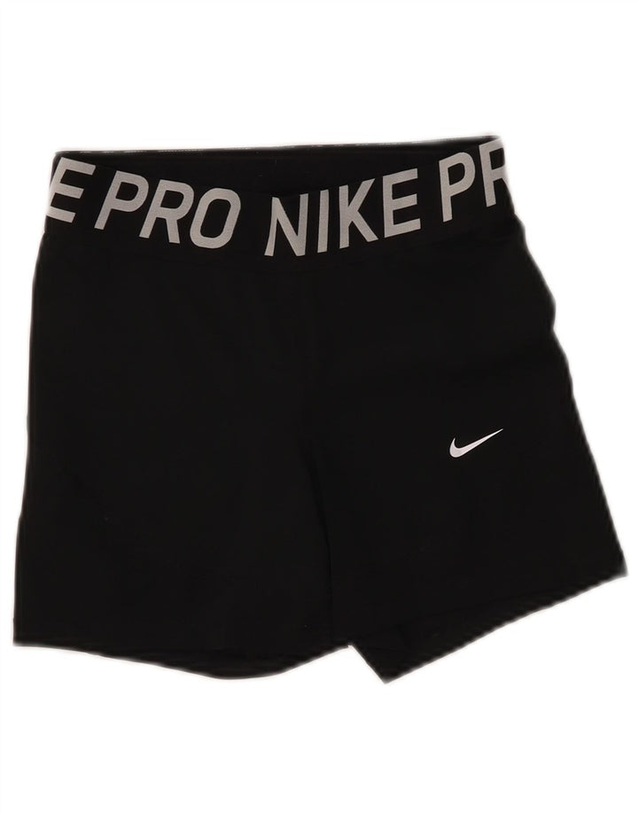 Nike Dame Dri Fit grafiske sportsshorts UK 12 Medium Sort Polyester