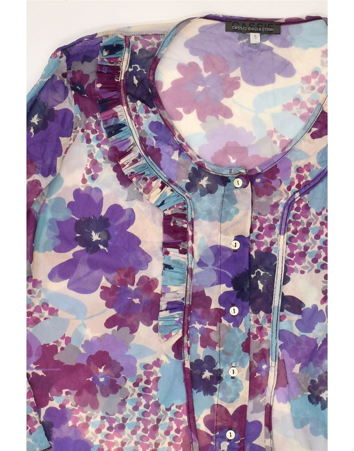 VINTAGE Womens Sundress UK 12 Medium Purple Floral Polyester | Vintage Vintage | Thrift | Second-Hand Vintage | Used Clothing | Messina Hembry 