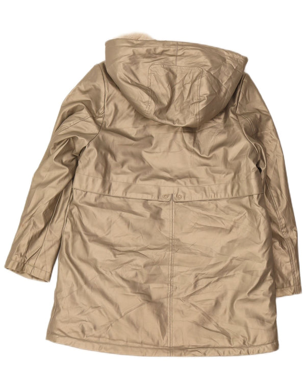 Zara Mädchen-Windbreaker-Jacke aus Kunstpelz mit Kapuze, 11–12 Jahre, goldfarbenes Polyethylen